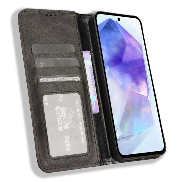 Wallet Stand Flip-telefonetui til Samsung Galaxy A55 5G Black