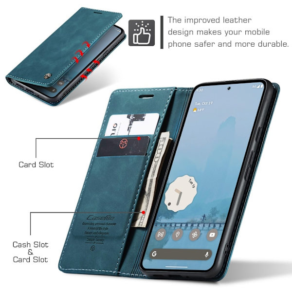 CASEME För Google Pixel 9 Pro XL Fodral Stativ Telefonfodral Blå