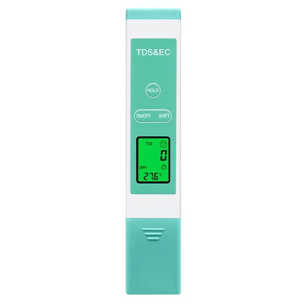 Tester Vannkvalitet EC TDS Temperaturmåler Drikkevann Digital Testpenn Green