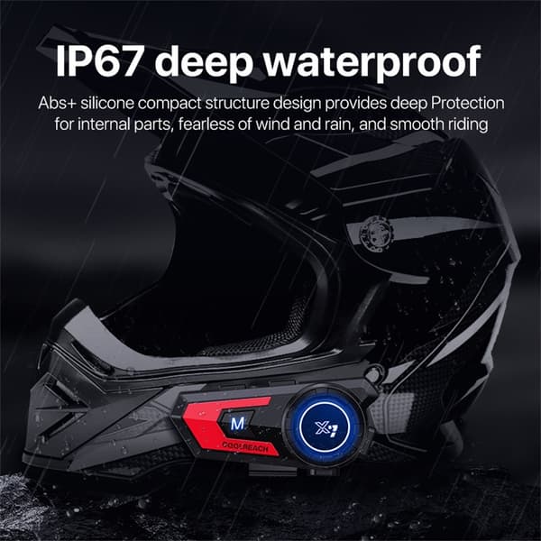 Hjelm Bluetooth-headset vanntett trådløs øretelefon med 2-i-1 myk hard mikrofon Black