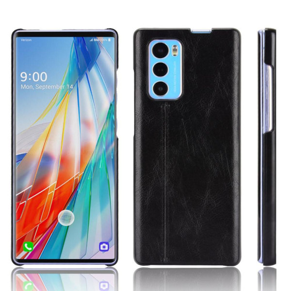 LG Wing 5g Läder Klätt Skal - Svart Svart