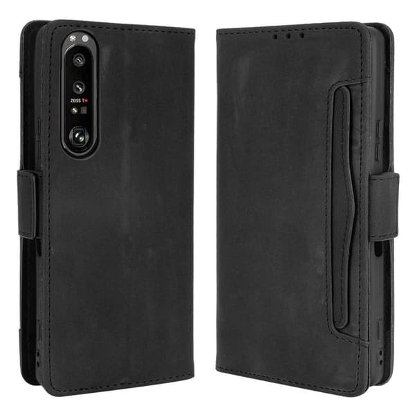 Wallet Stand Flip - telefonetui til Sony Xperia 1 III - Sort Black