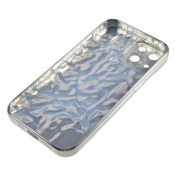 TPU-etui for iPhone 15 med elektroplettering, rynket og ujevn overflate Silver
