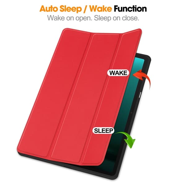 Tri-fold Smart-etui med stativ for Samsung Galaxy Tab S10+ (S10 Plus) Red