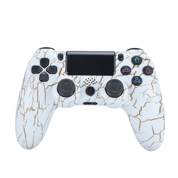 Trådløs PS4-spilcontroller med højttaler og stereoheadsetstik - Hvid revne White