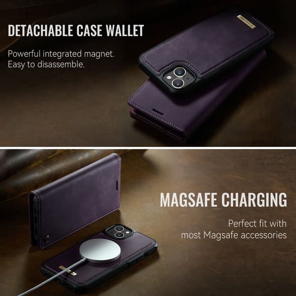 CASEME Til iPhone 15 Lommebokdeksel Magnetisk Avtakbar RFID Beskyttelse Blue