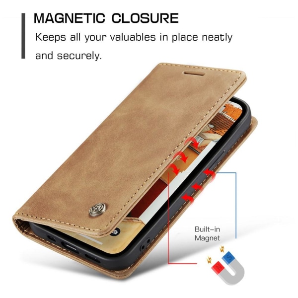 CASEME Retro tegnebog taske til iPhone 15 Plus - Brun Brown