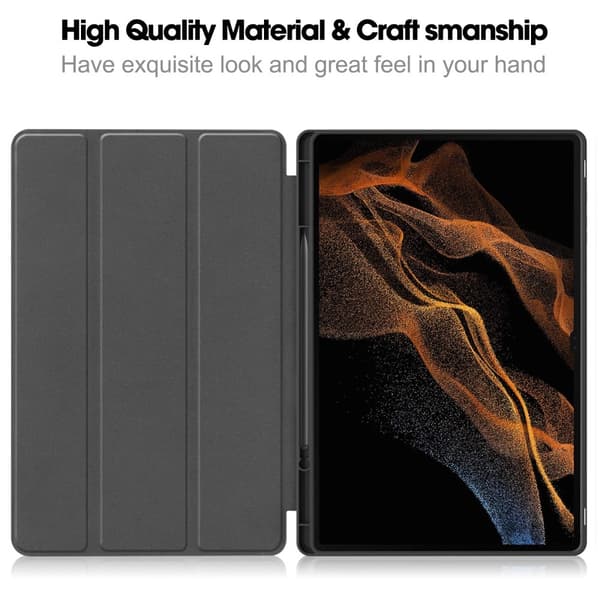 Til Samsung Galaxy Tab S10 Ultra Stativcover Stødsabsorberende Cover med Pen Holder Blue