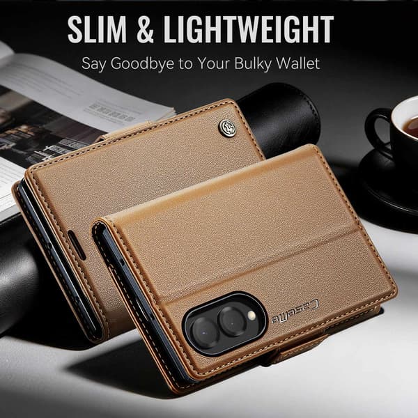 CASEME Glanset telefonlommebokdeksel til Samsung Galaxy Z Fold8 Brown