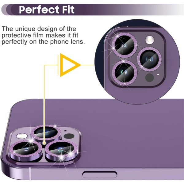 iPhone 15 Pro / 15 Pro Max Ring Circle Lens -elokuvasetti Glitte Purple