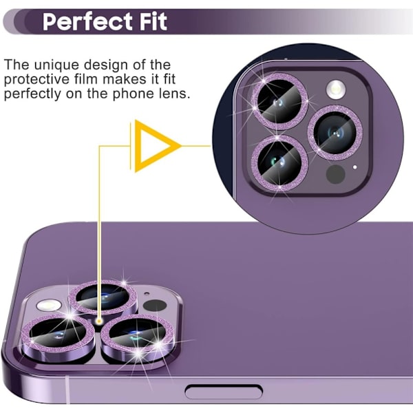 Til iPhone 15 Pro / 15 Pro Max Lens Glitter Purple