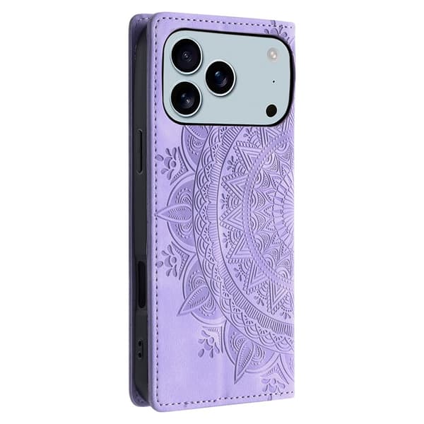 Deksel for iPhone 17 Pro Max med Magnetisk Lukking Mønsterpreget Purple