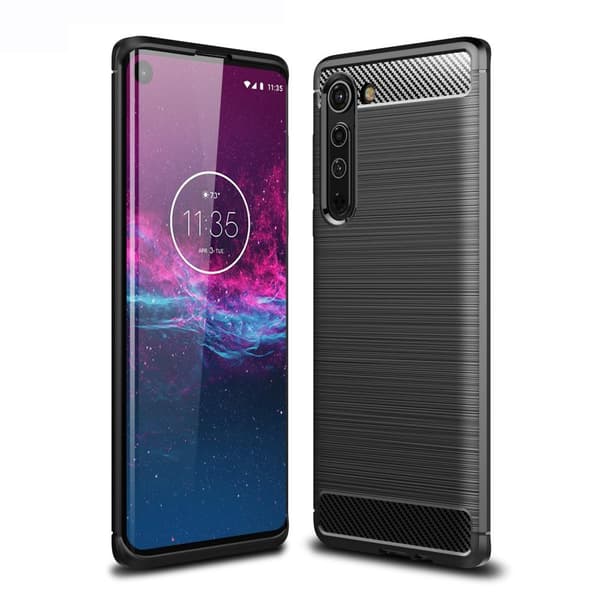 Til Motorola Edge Karbonfiber Deksel - Svart Black