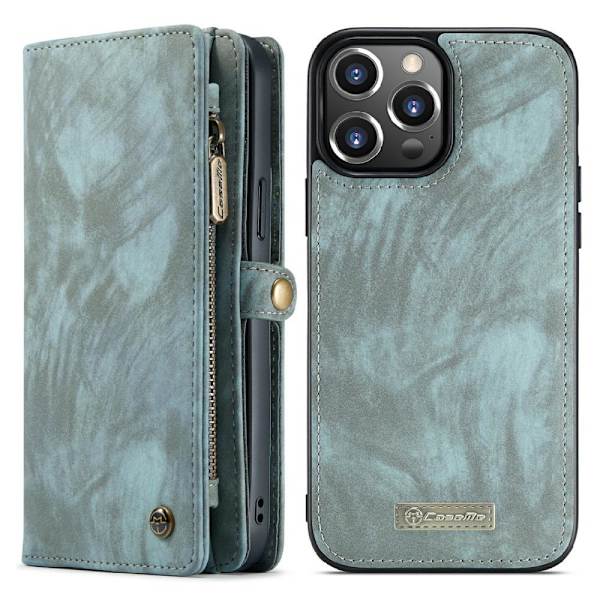 CASEME iPhone 13 Pro Max Retro Lommebok - deksel - Blå Blue