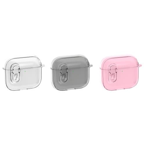 Til AirPods 4 Hovedtelefoner Etui Snap Switch Ice Crystal Clear Shell - Gennemsigtig Grå Grey