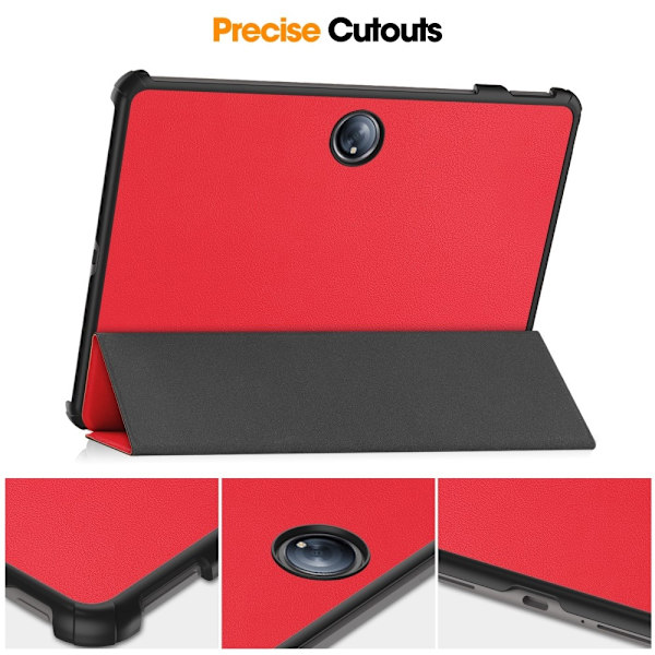 Til OnePlus Pad 2 Tri - fold Stand Wake/Sleep Cover Tabletetui Red