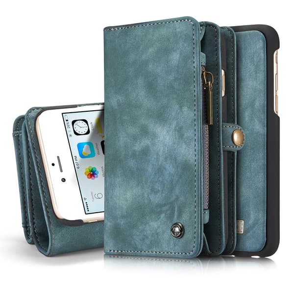 CASEME iPhone 6s 6 Retro Split Lommebok - cover I Lær - Blå Blue
