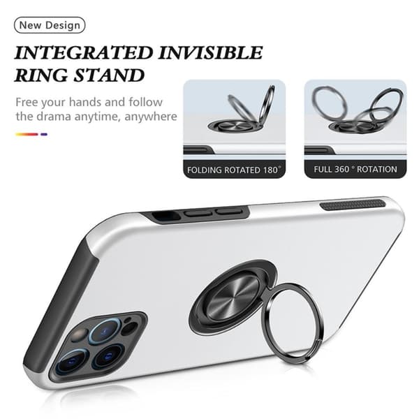 iPhone 14 Pro Max Sormirengas Sivutuen Hybridikotelo - Hopea Silver