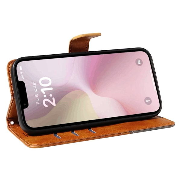 Plånboksfodral till iPhone 16e - Geometric Line Brun