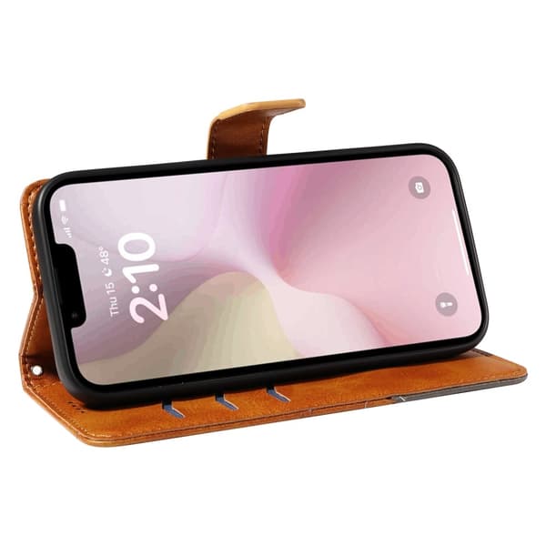 Pungcover til iPhone 17e / 16e – Geometrisk Linje Brown
