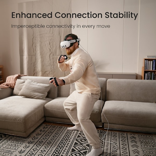 QC-8.5 5 m länkkabel för Meta Quest 3 3S PICO 4 VR Headset USB 3.0 hög hastighet Vit
