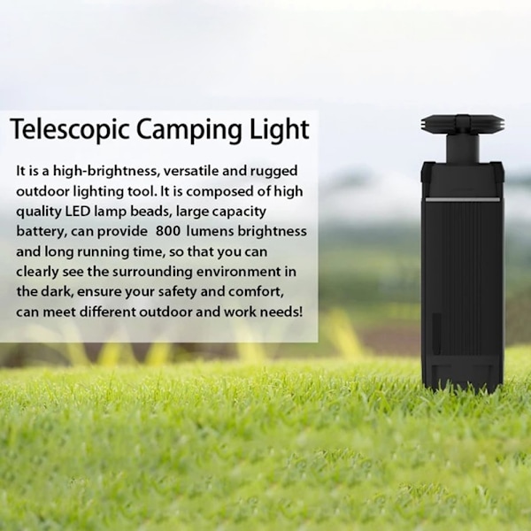 Tripod Teleskopisk Lampe Oppladbar Utendørs Campingtelt White