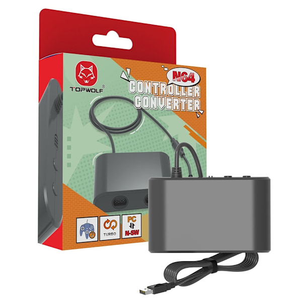 Kompatibel med Nintendo Switch OLED USB Gamepad Adapter N64 Controller Converter Svart