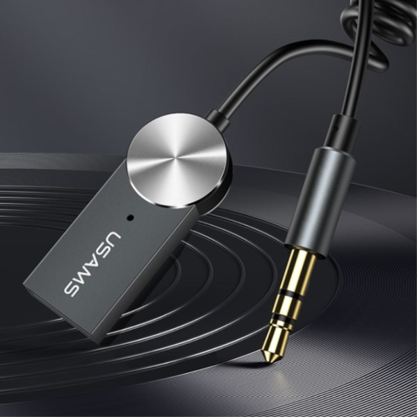 USAMS A2DP Bluetooth 5.0 AUX Audio Music Receiver Adapter Svart