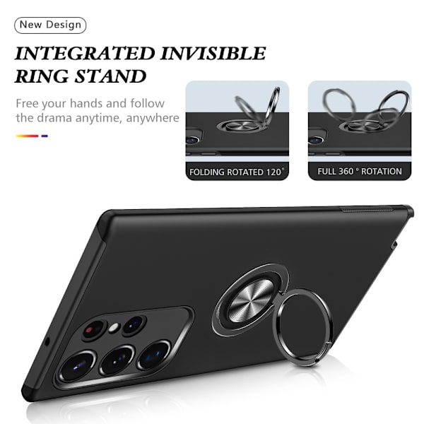 Samsung Galaxy S24 Ultra Fingerring Kickstand Hybrid Taske Black