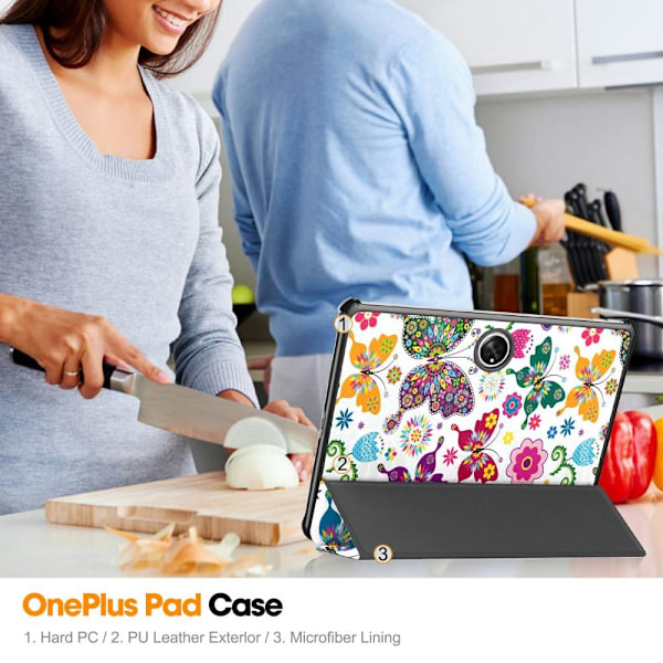 OnePlus Pad Trifold Stand -tabletin suojakotelolle - Perhoset Multicolor