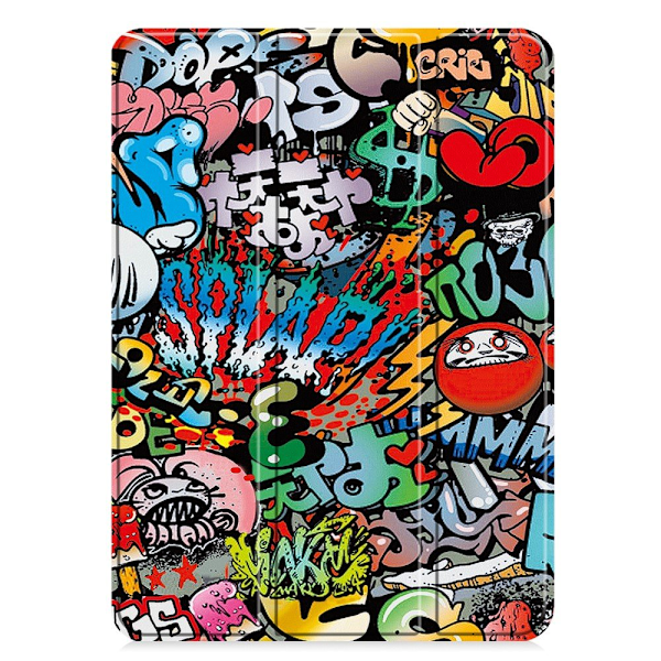 Til iPad Pro 11 (2024) Etui Tre-fold Stativ Tablet Cover - Graffiti Multicolor