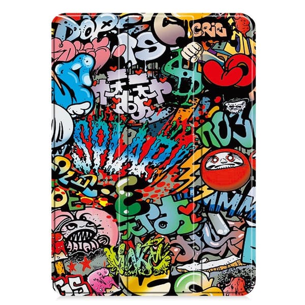 Till iPad Pro 11 (2024) Slim fit tri - fold fodral - Graffiti multifärg