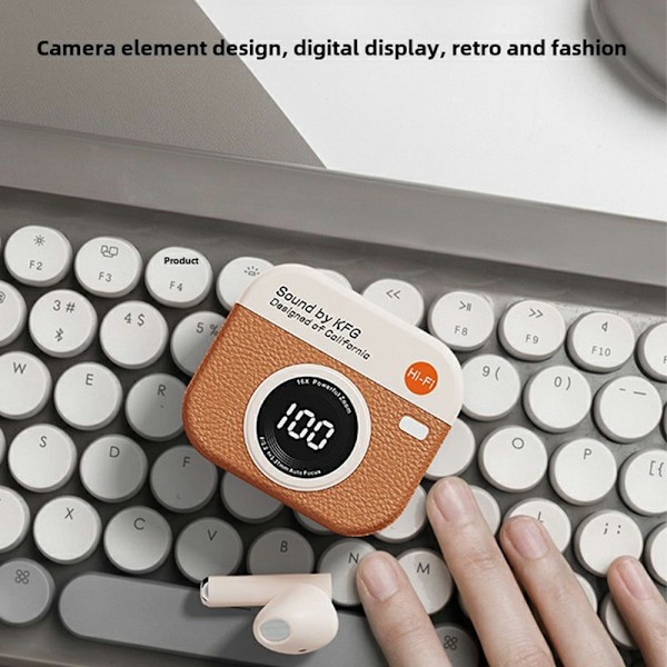 Retro Kameradesign Bluetooth hörlurar Brusreducering In-Ear Hörlurar - Brun Brun