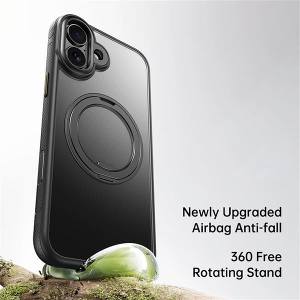 Cover til iPhone 17 kompatibelt med MagSafe med stand TPU PC bagsidecover - Sort Black