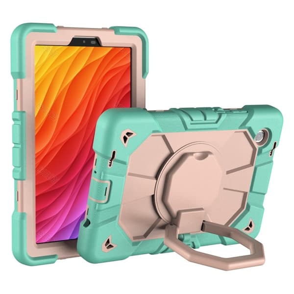 Til Samsung Galaxy Tab A11 Etui PC+Silikone Tablet Cover Green + Pink Multicolor