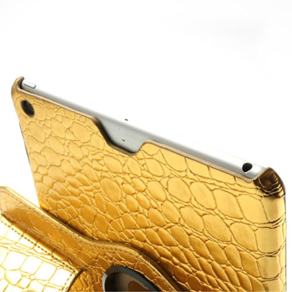 Fodral iPad Air / iPad 9.7 2017 & 2018 360 rotation Krokodil Guld Guld