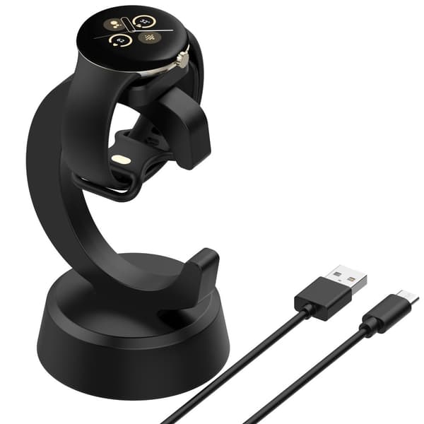 För Google Pixel Watch 3 45/41mm Watch 2 Fitbit Ace LTE Laddare & docka 1m kabel Svart