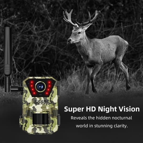 Solar 4G Trail Camera Vandtæt PIR Night Vision HD Jagtkamera Green