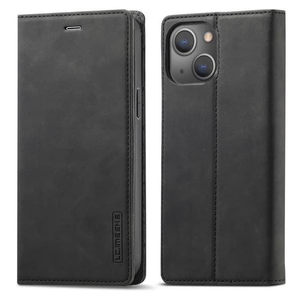 LC.IMEEKE Magnetisk telefontaske til iPhone 15 Plus Stand Wallet Cover Black