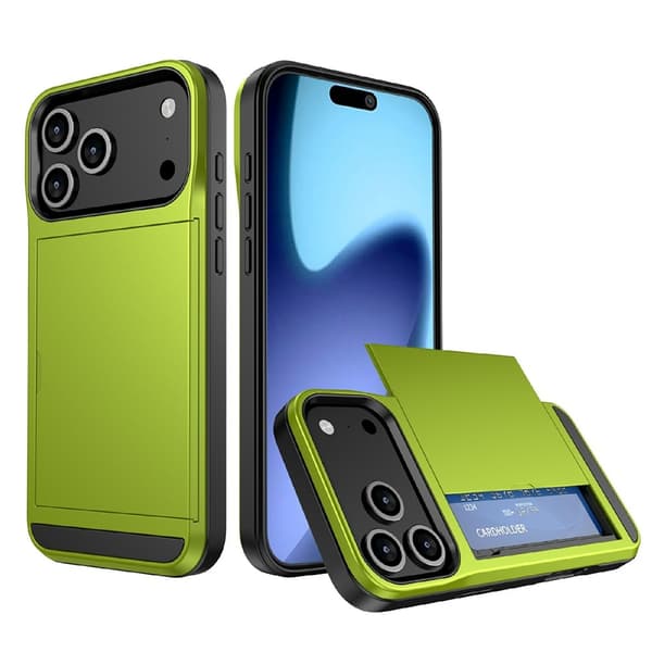 Telefondeksel med skyvbar kortholder til iPhone 18 Pro / 17 Pro Green