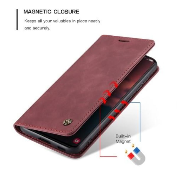 CASEME Retro Wallet Case for Samsung Galaxy S23+ - Wine Red Wine red