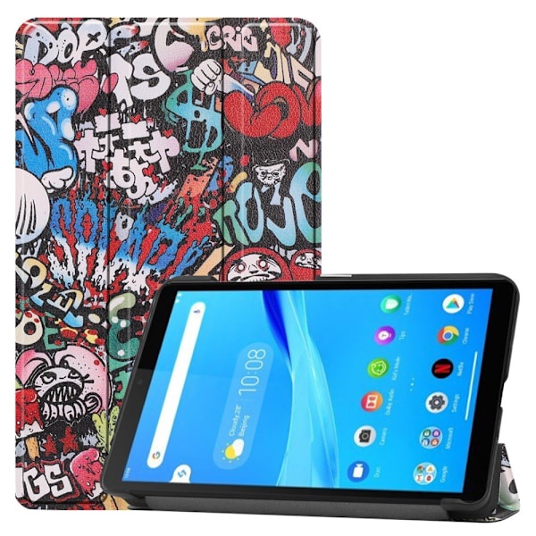 Pattern Tri - fold Stand Kansi Lenovo Tab M7 - Graffiti Multicolor