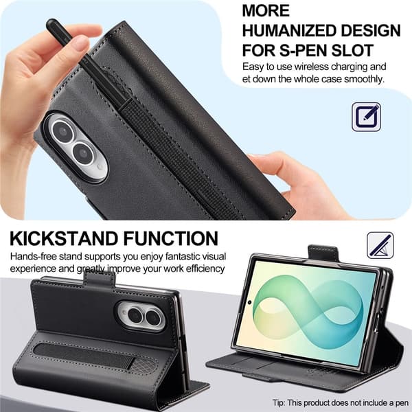 LC.IMEEKE Telefonpungcover med støtte til Samsung Galaxy Z Fold8 Black