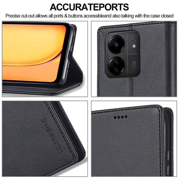 LC.IMEEKE Pung etui Etui Shell til Xiaomi Redmi 13C Black