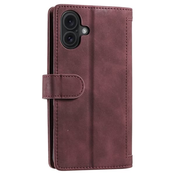 Til iPhone 17 Etui med Lynlåslomme og 9 Kortlommer Red