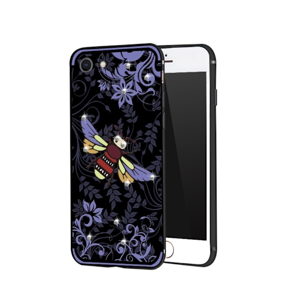 NXE Insect Pattern Rhinestone Decor TPU Kansi - iPhone 8 / 7 - Violetti Bee