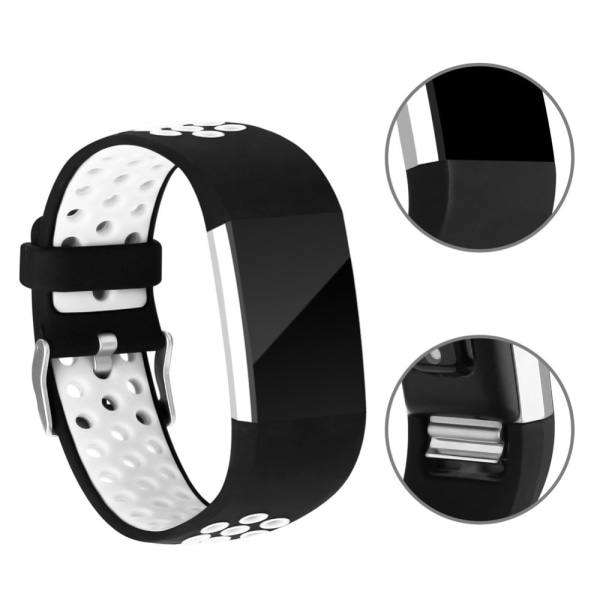 Silikon Rem till Fitbit Charge 2 - Vit/Svart Svart