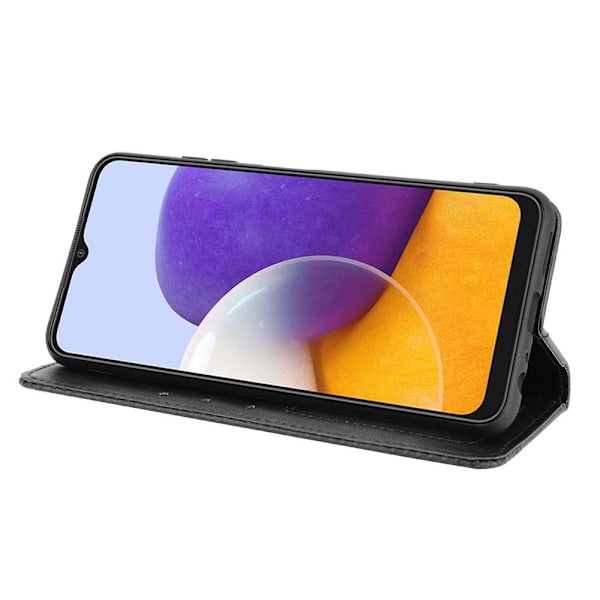 Samsung Galaxy A22 5G Lompakkoteline Käännettävä Puhelinkotelo - Musta Black