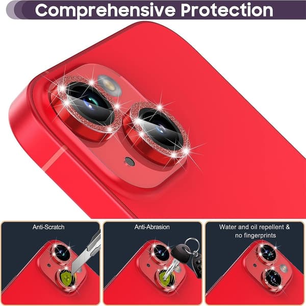 iPhone 15 / 15 Plus Ring Circle Lens - elokuvasetti Glitter Red