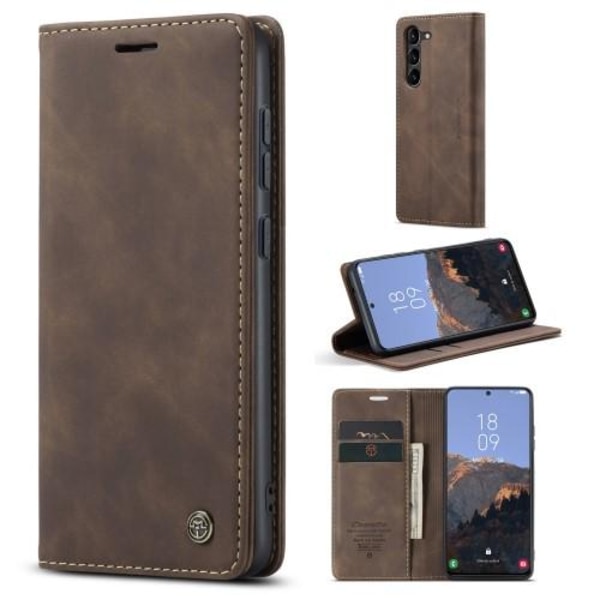 CASEME Retro tegnebog taske til Samsung Galaxy S23 - Kaffe Brown